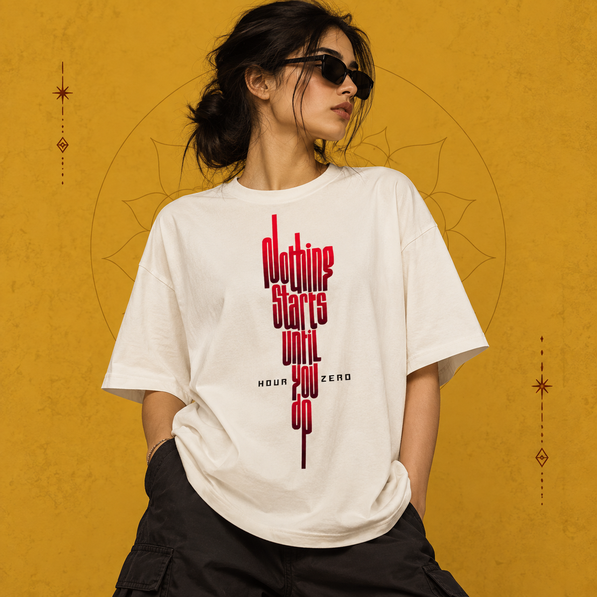 Nothing Starts Oversized Graphic T-Shirt – Off White