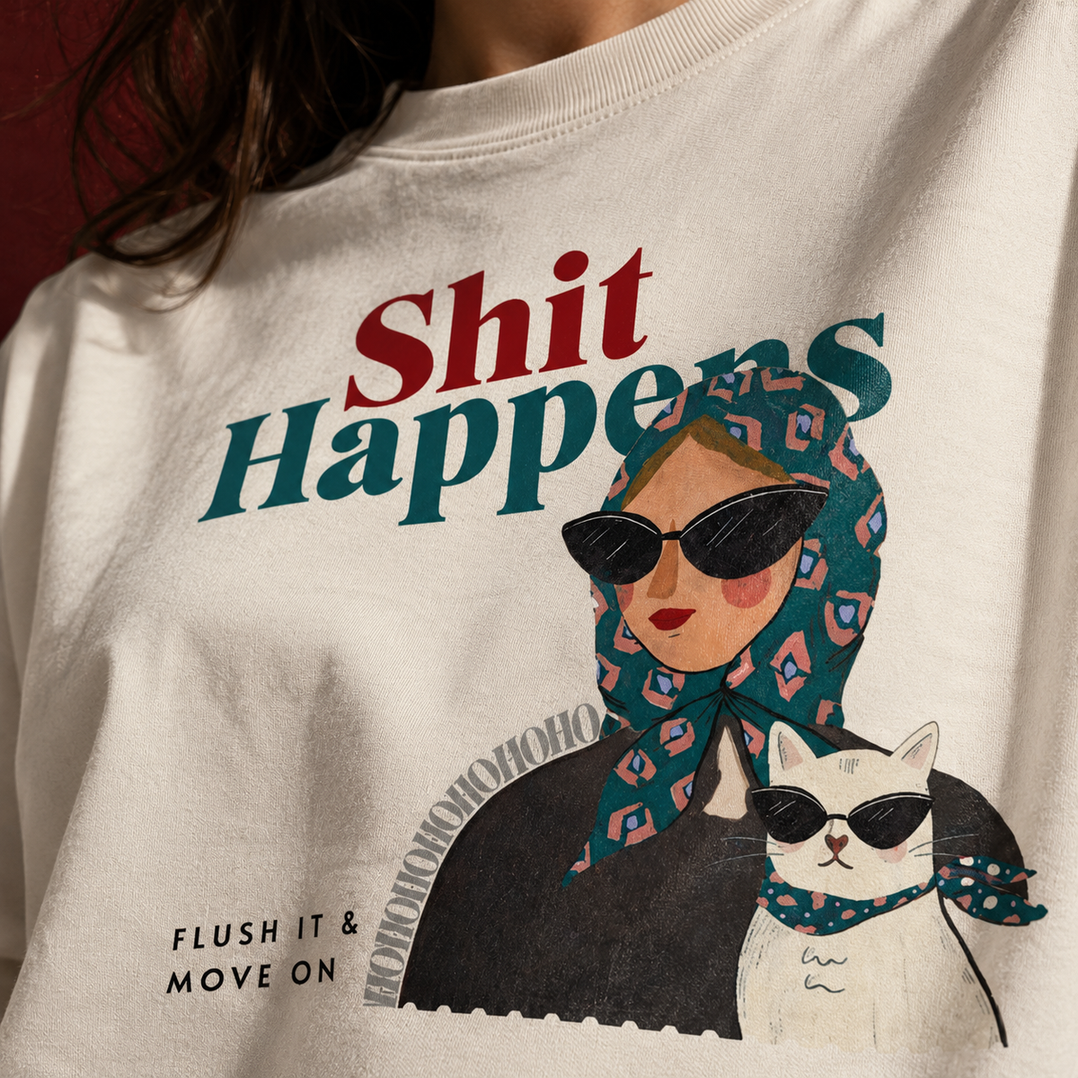 Shit Happens Oversized Graphic T-Shirt – Off White