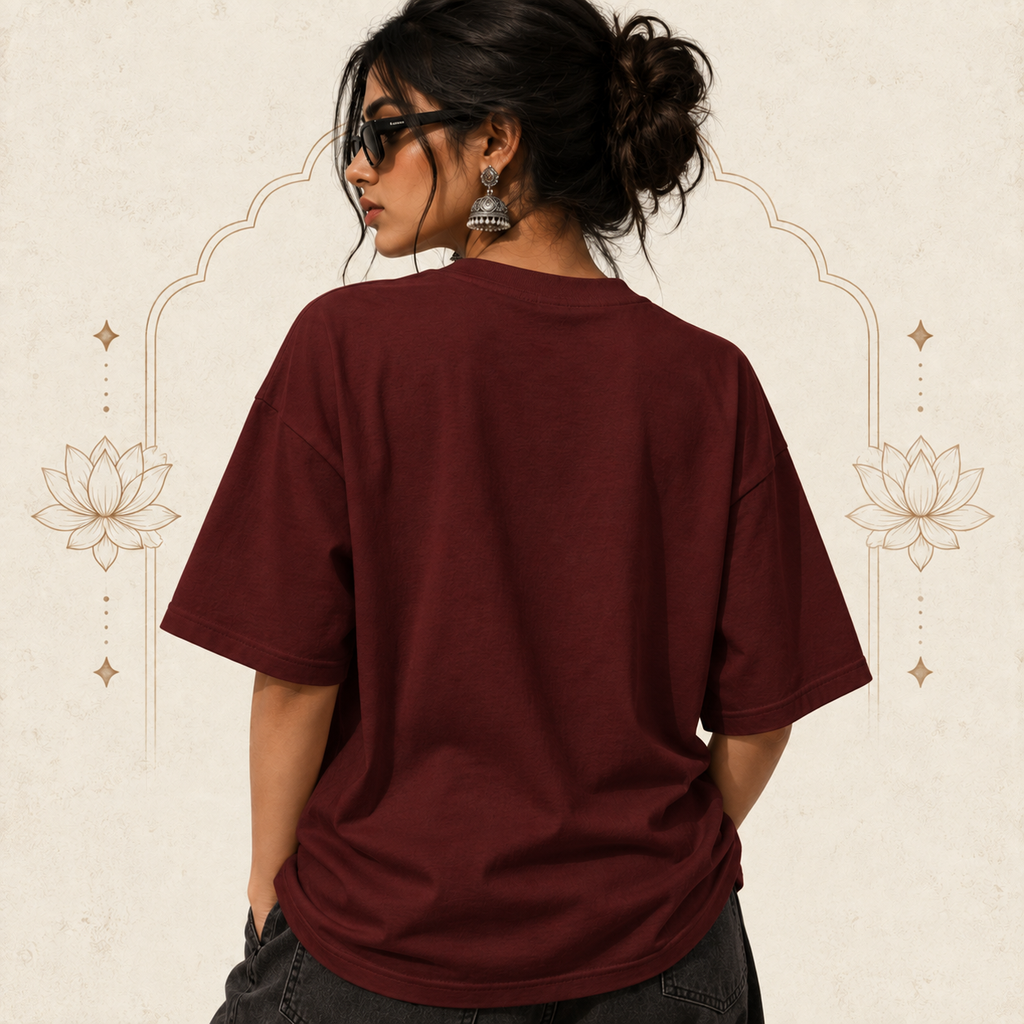 Non Chalant Oversized Graphic T-Shirt – Maroon