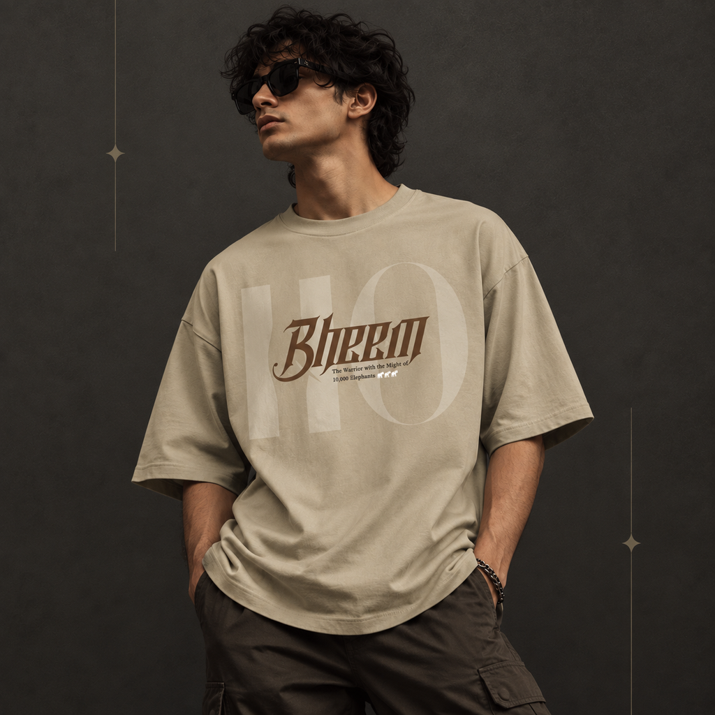 Bheem Oversized Graphic T-Shirt – Beige