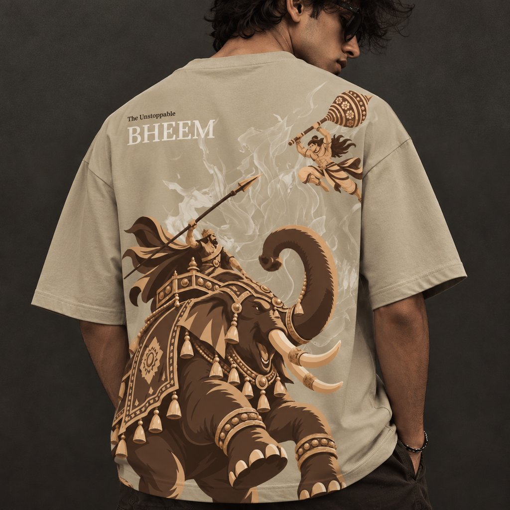 Bheem Oversized Graphic T-Shirt – Beige