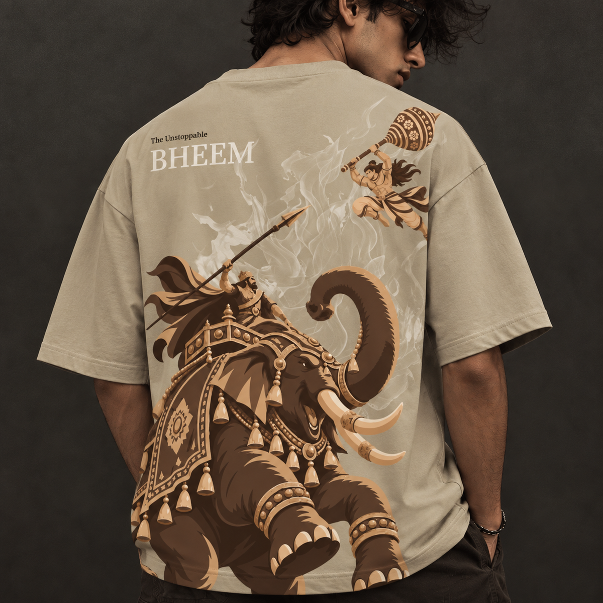 Bheem Oversized Graphic T-Shirt – Beige