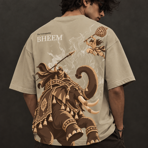 Bheem Oversized Graphic T-Shirt – Beige