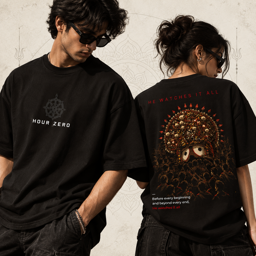 He Watches It All Oversized Graphic T-Shirt – Black