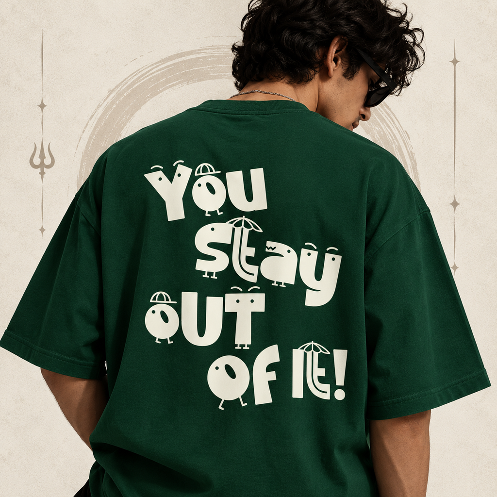 Krishna Oversized Graphic T-Shirt – Green