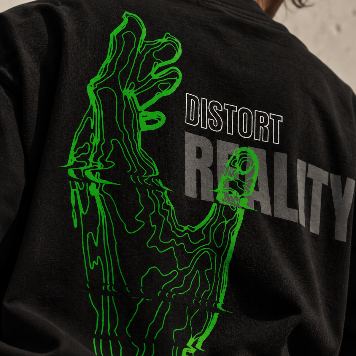 Distort Reality Oversized Graphic T-Shirt – Black