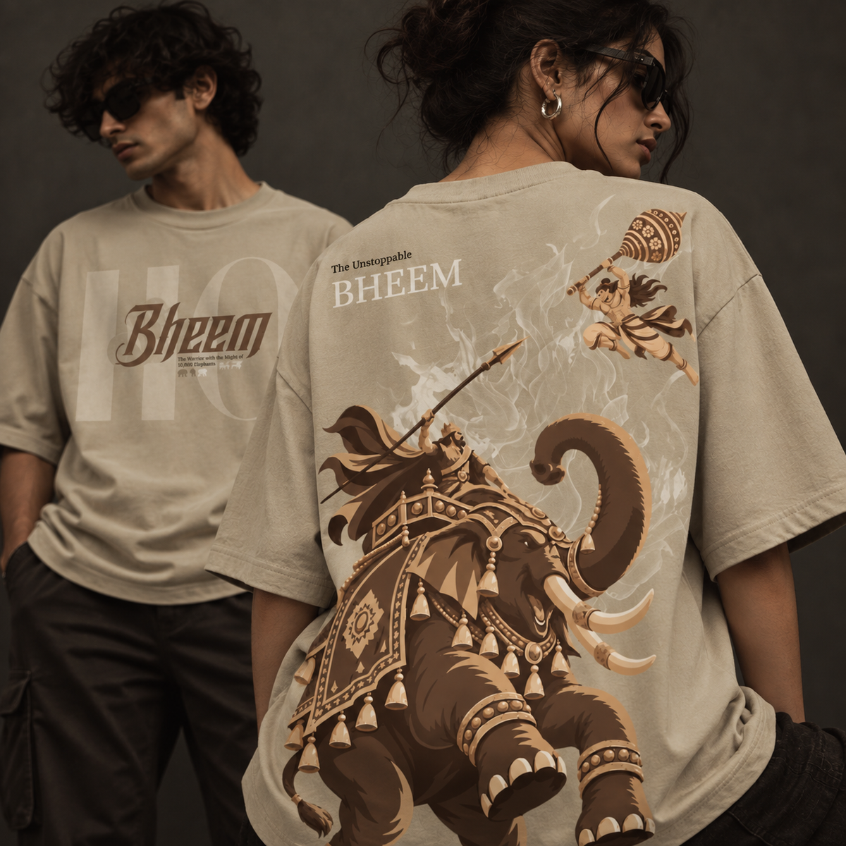 Bheem Oversized Graphic T-Shirt – Beige