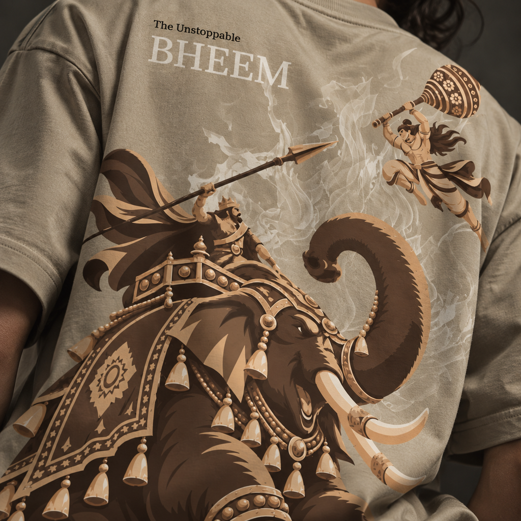 Bheem Oversized Graphic T-Shirt – Beige