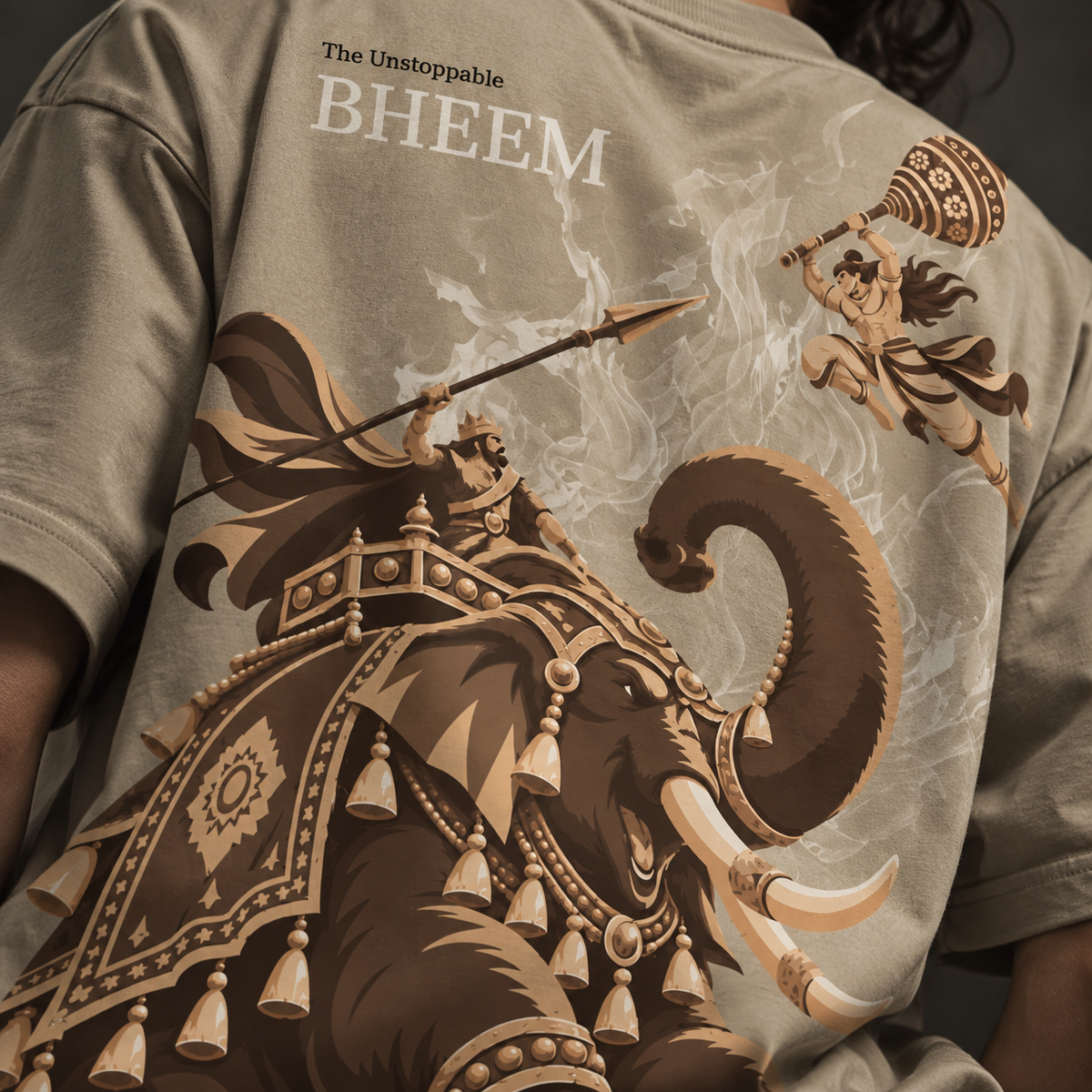 Bheem Oversized Graphic T-Shirt – Beige